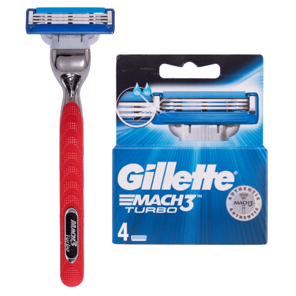 Gillette Mach3 Turbo Razor and 4 Pieces Blades