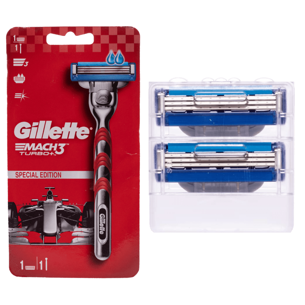 Gillette Mach3 Turbo Razor and 2 Pieces Blades