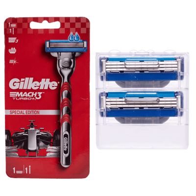 Gillette Mach3 Turbo Razor and 2 Pieces Blades