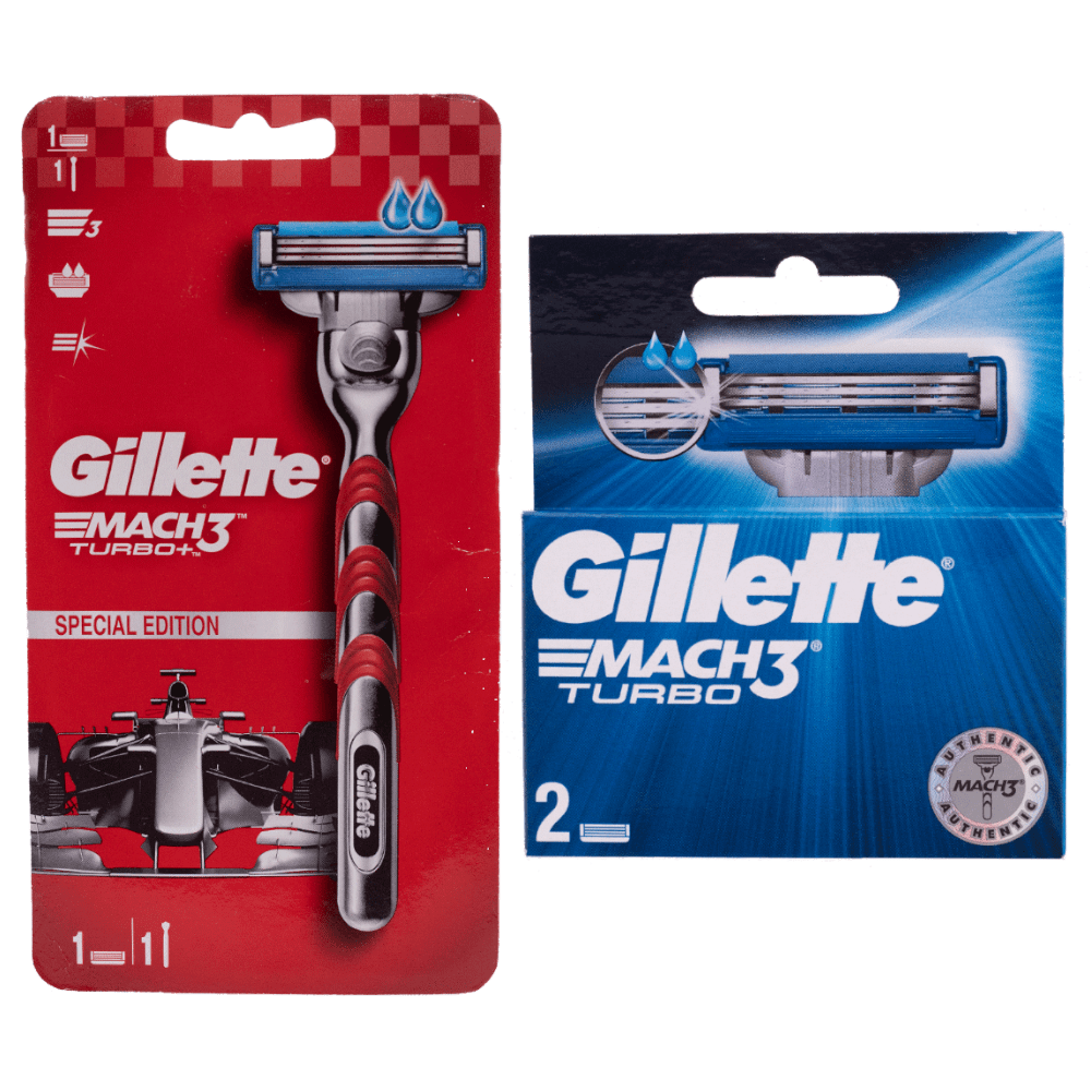 Gillette Mach3 Turbo Razor and 2 Pieces Blades