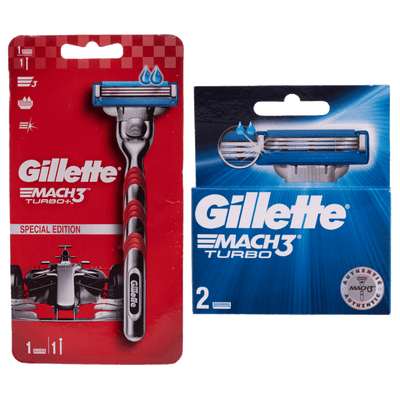 Gillette Mach3 Turbo Razor and 2 Pieces Blades