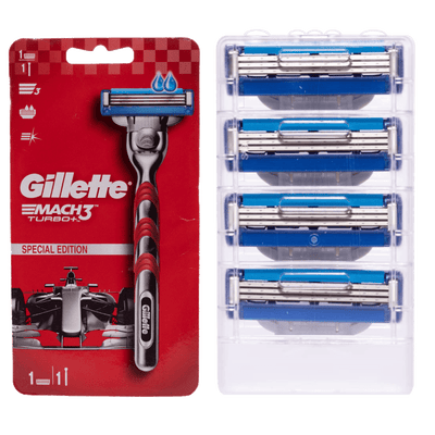 Gillette Mach3 Turbo Razor and 4 Pieces Blades