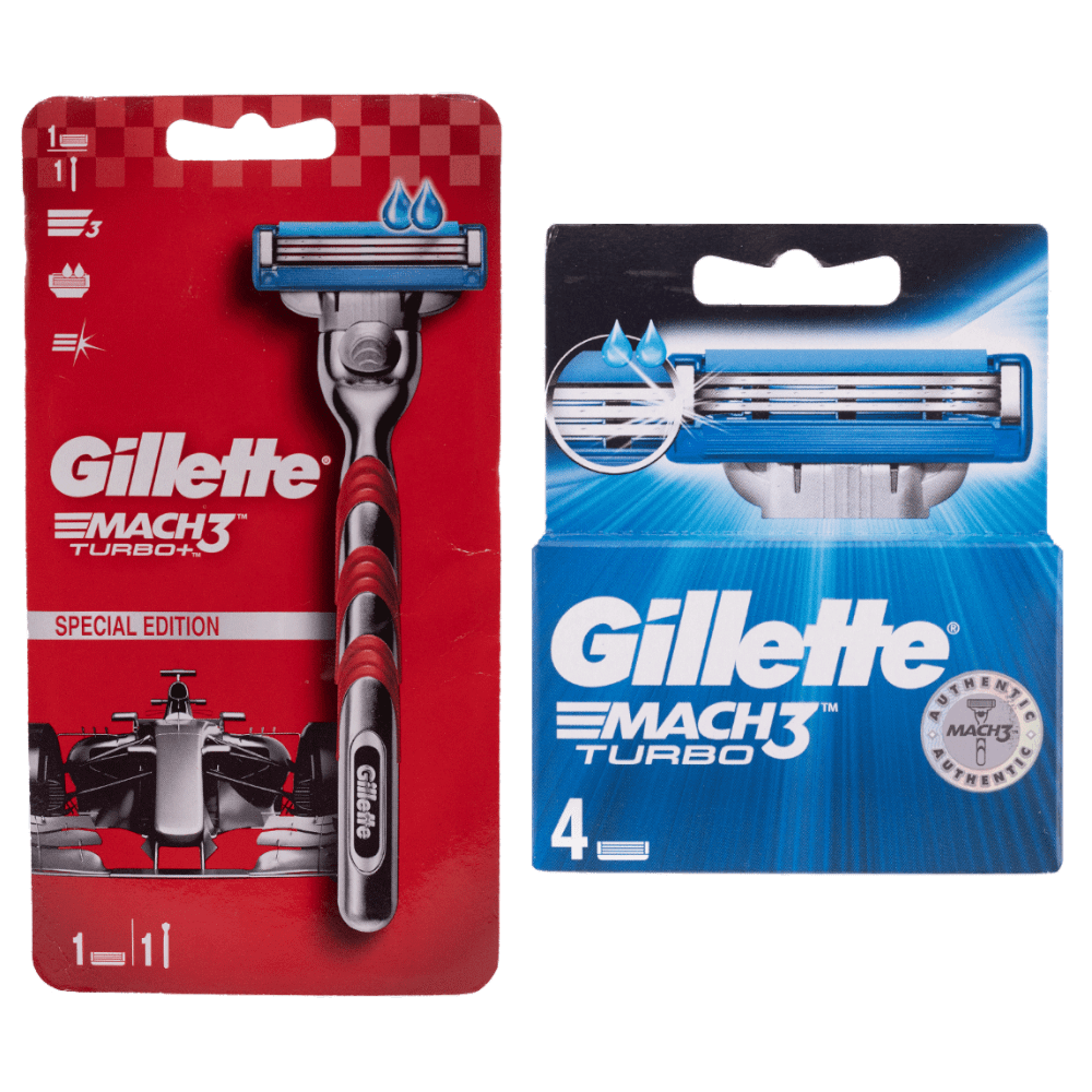 Gillette Mach3 Turbo Razor and 4 Pieces Blades
