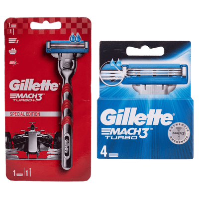 Gillette Mach3 Turbo Razor and 4 Pieces Blades