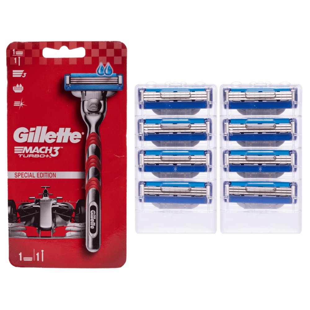 Gillette Mach3 Turbo Razor and 8 Pieces Blades