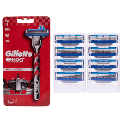Gillette Mach3 Turbo Razor and 8 Pieces Blades