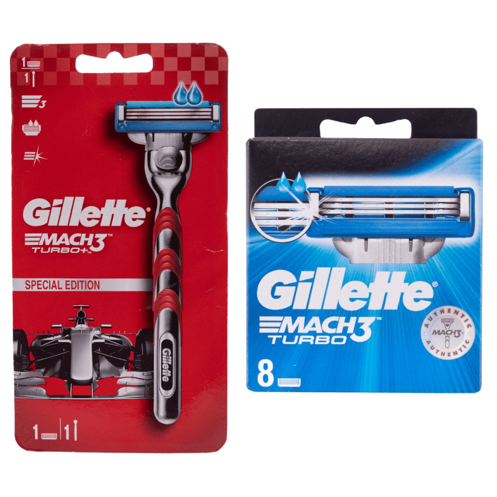Gillette Mach3 Turbo Razor and 8 Pieces Blades