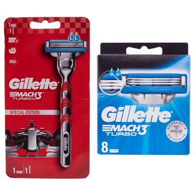 Gillette Mach3 Turbo Razor and 8 Pieces Blades