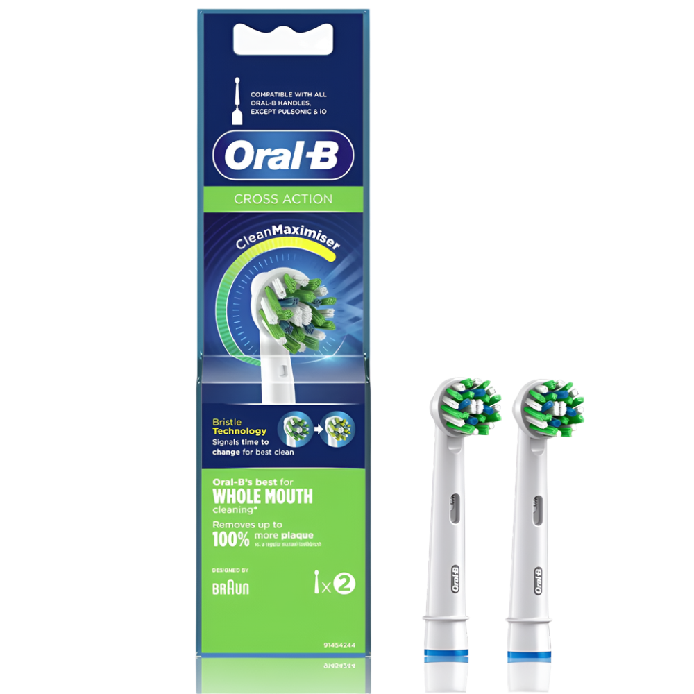 Oral B ORIGINAL Cross Action Electric Toothbrush Soft Replacement Brush Heads 2s