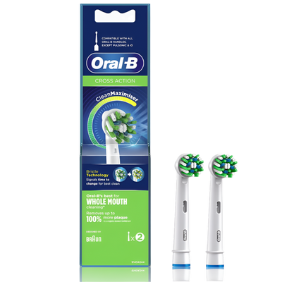 Oral B ORIGINAL Cross Action Electric Toothbrush Soft Replacement Brush Heads 2s