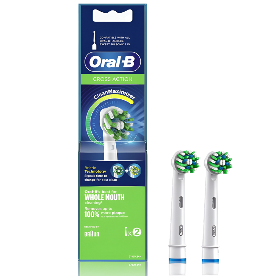 Oral B ORIGINAL Cross Action Electric Toothbrush Soft Replacement Brush Heads 2s
