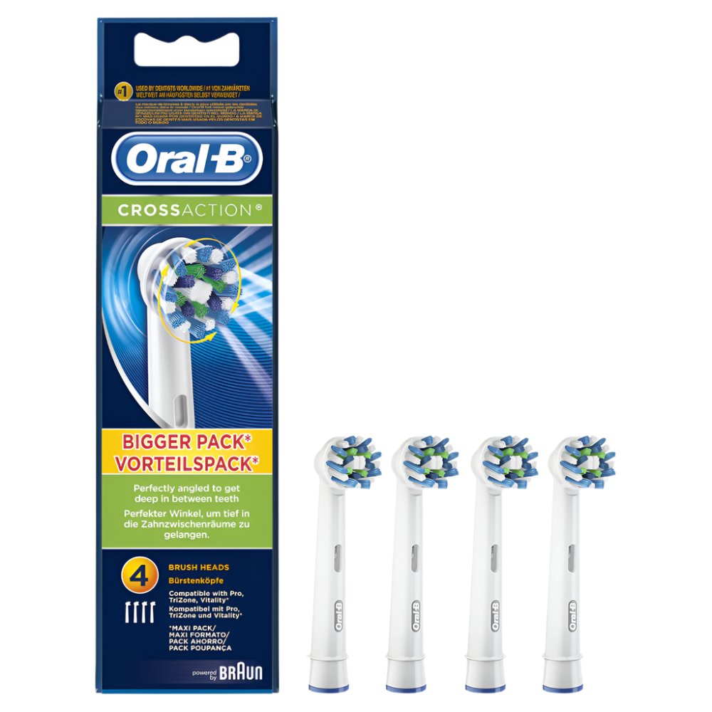 Oral B ORIGINAL Cross Action Electric Toothbrush Soft Replacement Brush Heads 4s
