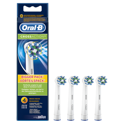 Oral B ORIGINAL Cross Action Electric Toothbrush Soft Replacement Brush Heads 4s