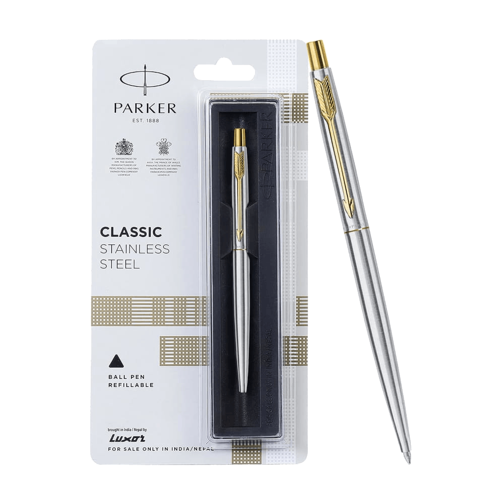 Parker Classic Stainless Steel Ballpoint Pen with Gold Trim