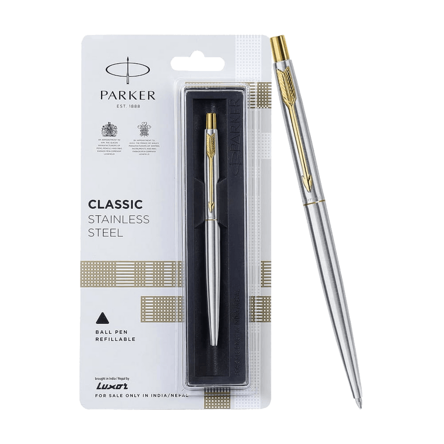 Parker Classic Stainless Steel Ballpoint Pen with Gold Trim