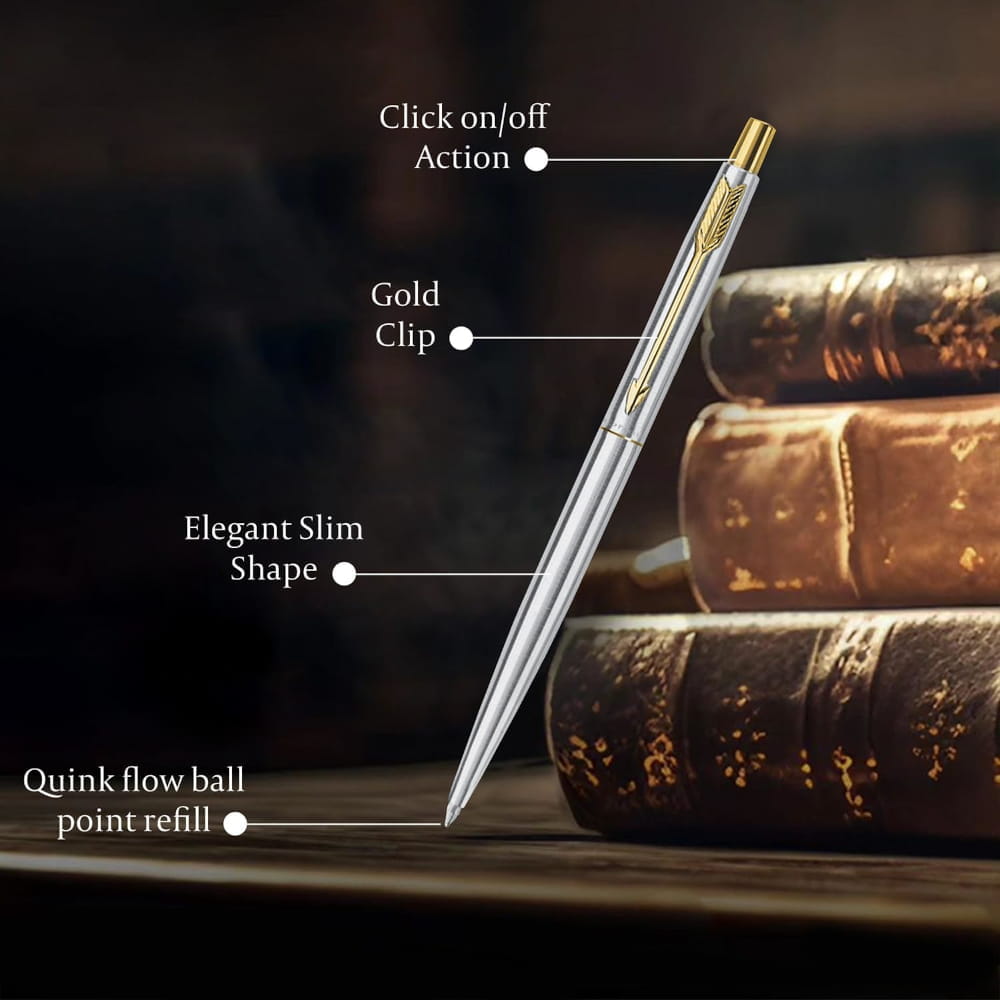 Parker Classic Stainless Steel Ballpoint Pen with Gold Trim