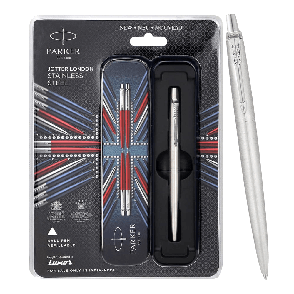 Parker London Stainless Steel Ballpoint Pen with Chrome Trim