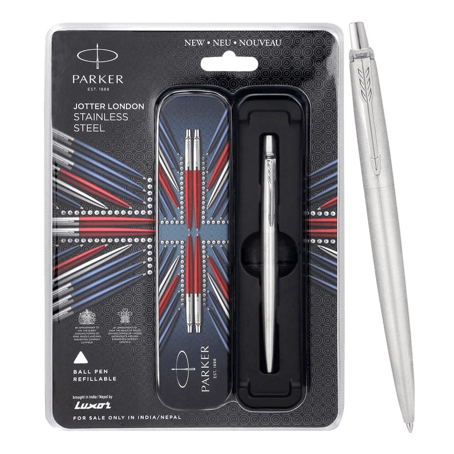 Parker London Stainless Steel Ballpoint Pen with Chrome Trim