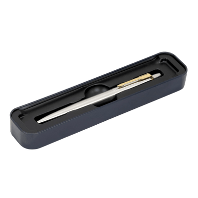Parker London Stainless Steel Ballpoint Pen with Gold Trim