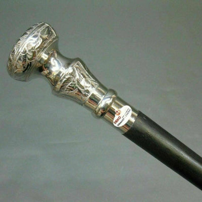 Vintage Brass Silver Knob Walking Cane